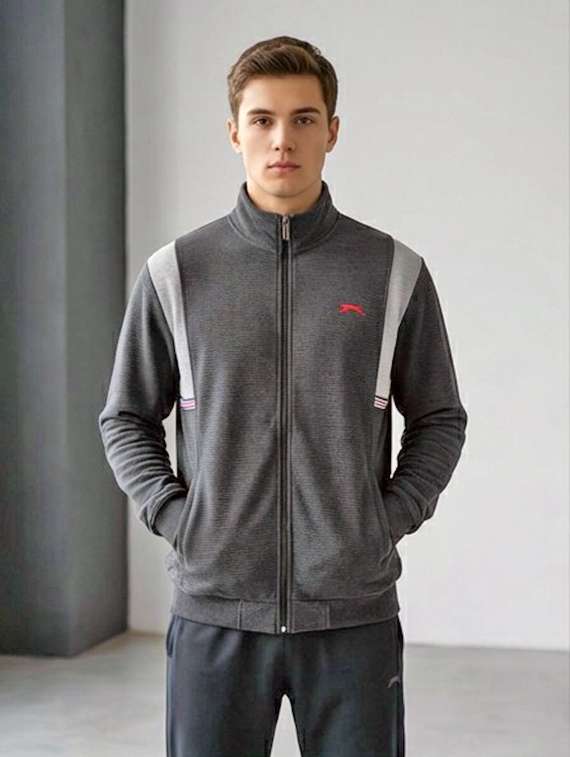 men color block long sleeve casual jacket