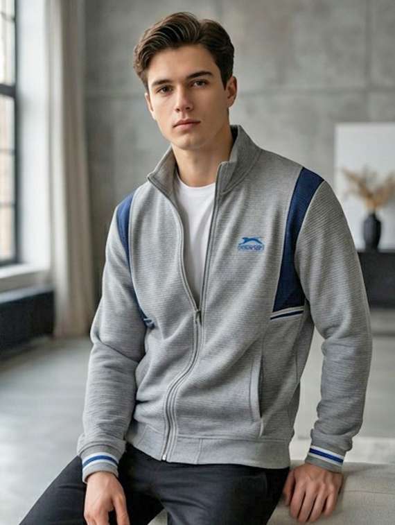 men color block long sleeve casual jacket