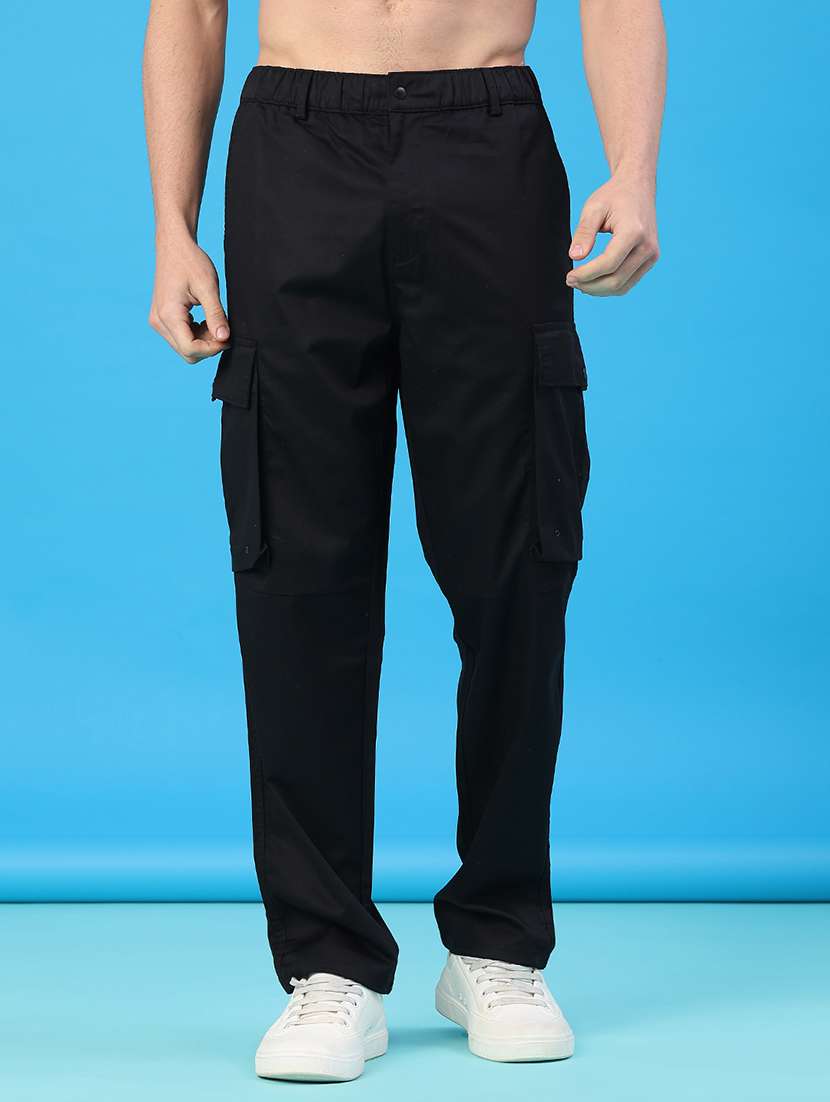 men solid mid rise regular fit cargo - 22179681 -  Standard Image - 1