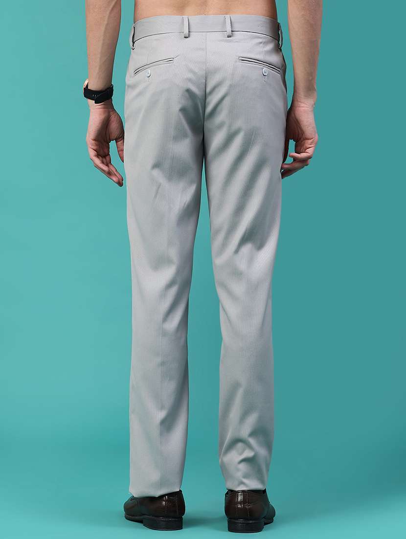 men solid mid rise flat front formal trouser - 22179707 -  Standard Image - 4