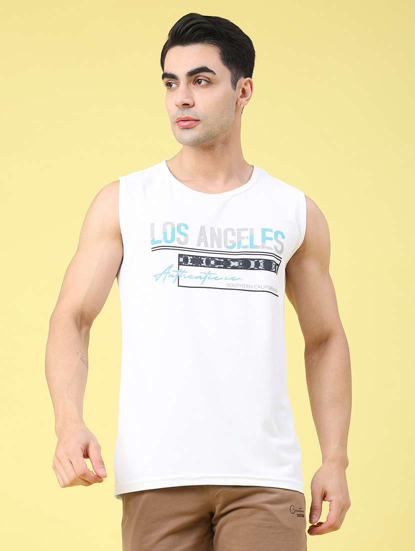 men typographic sleeveless vest - 22179721 -  Standard Image - 1