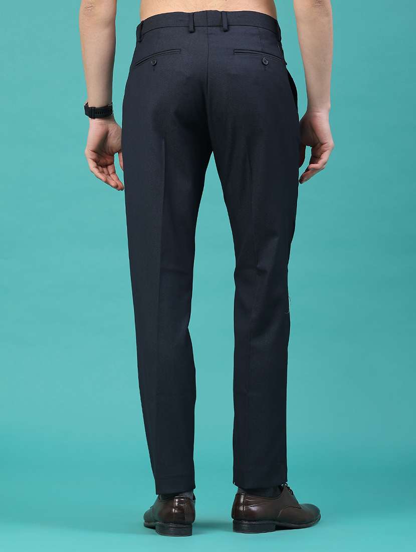 men solid mid rise flat front formal trouser - 22179745 -  Standard Image - 4