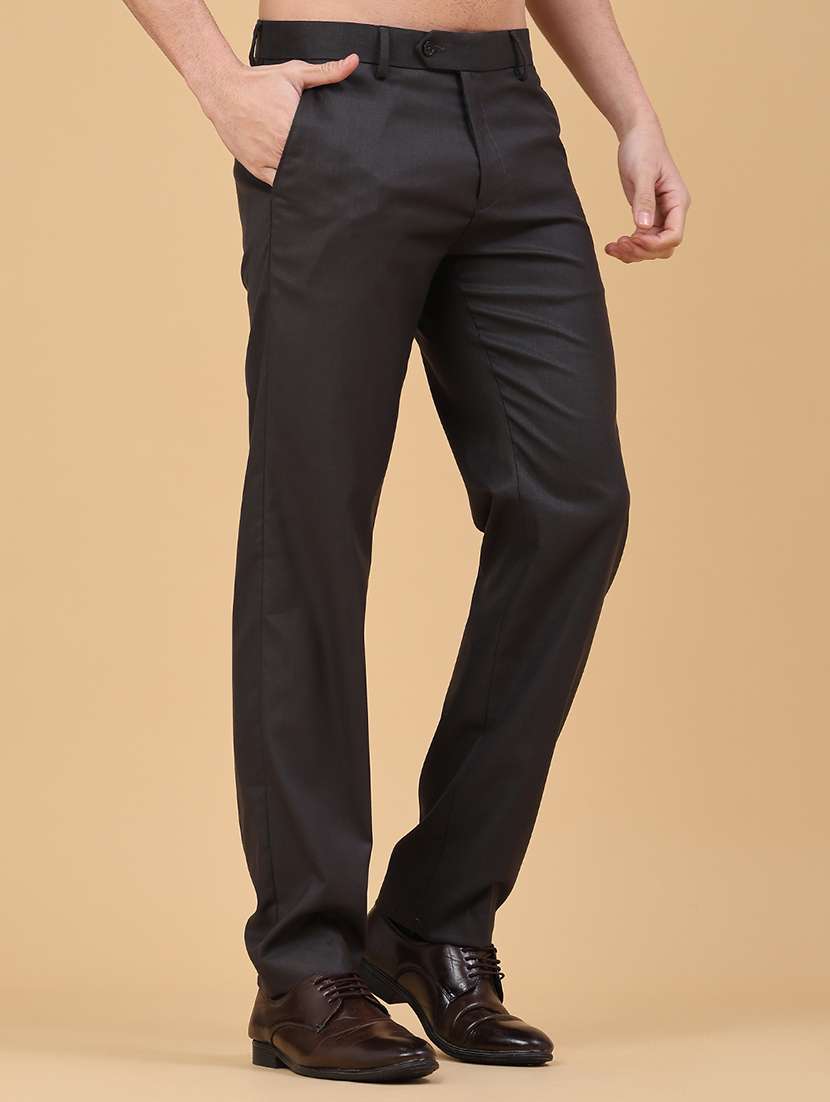 men solid mid rise flat front formal trouser - 22179746 -  Standard Image - 1