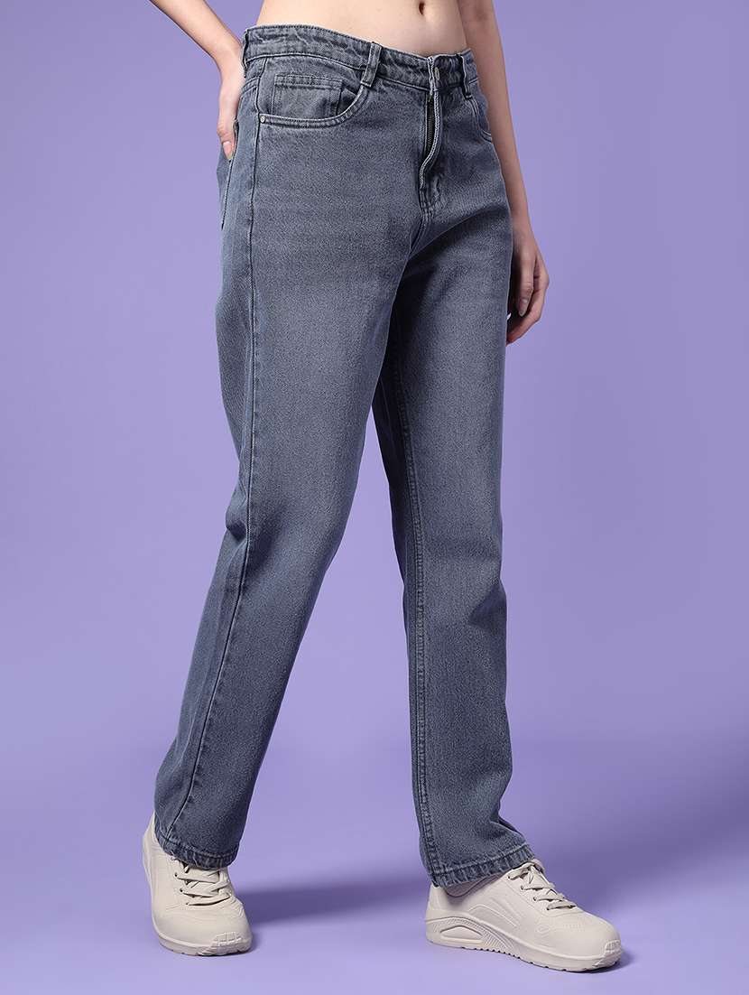 women solid mid rise staright jean - 22179771 -  Standard Image - 1