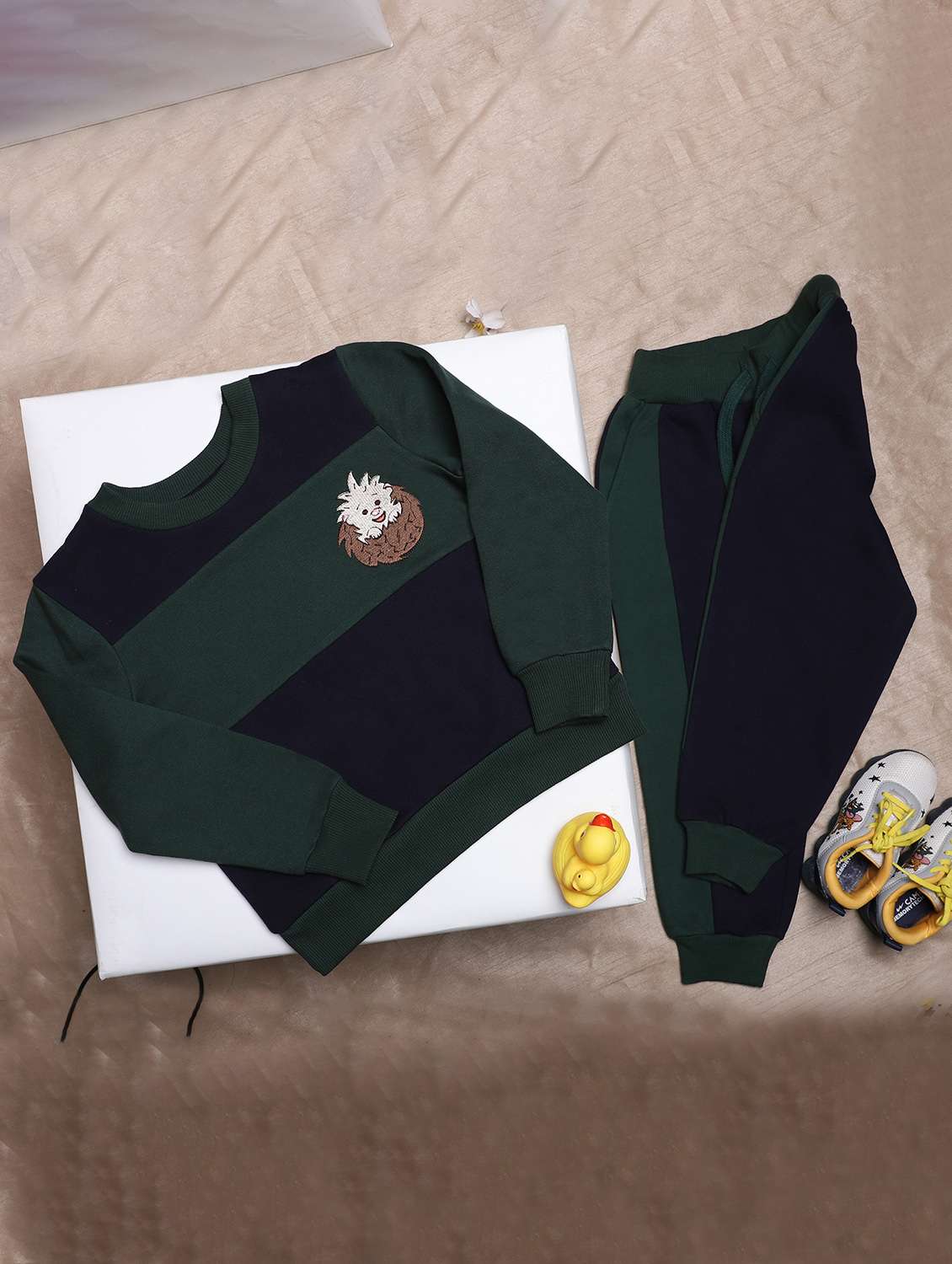 boys color blocked long sleeve full lenght set - 22179908 -  Standard Image - 1