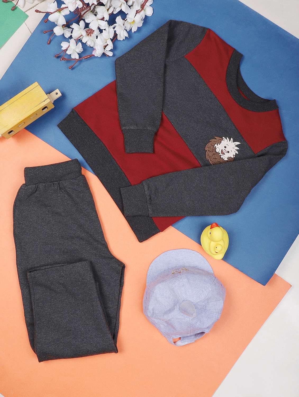 boys color blocked long sleeve full lenght set - 22179909 -  Standard Image - 1