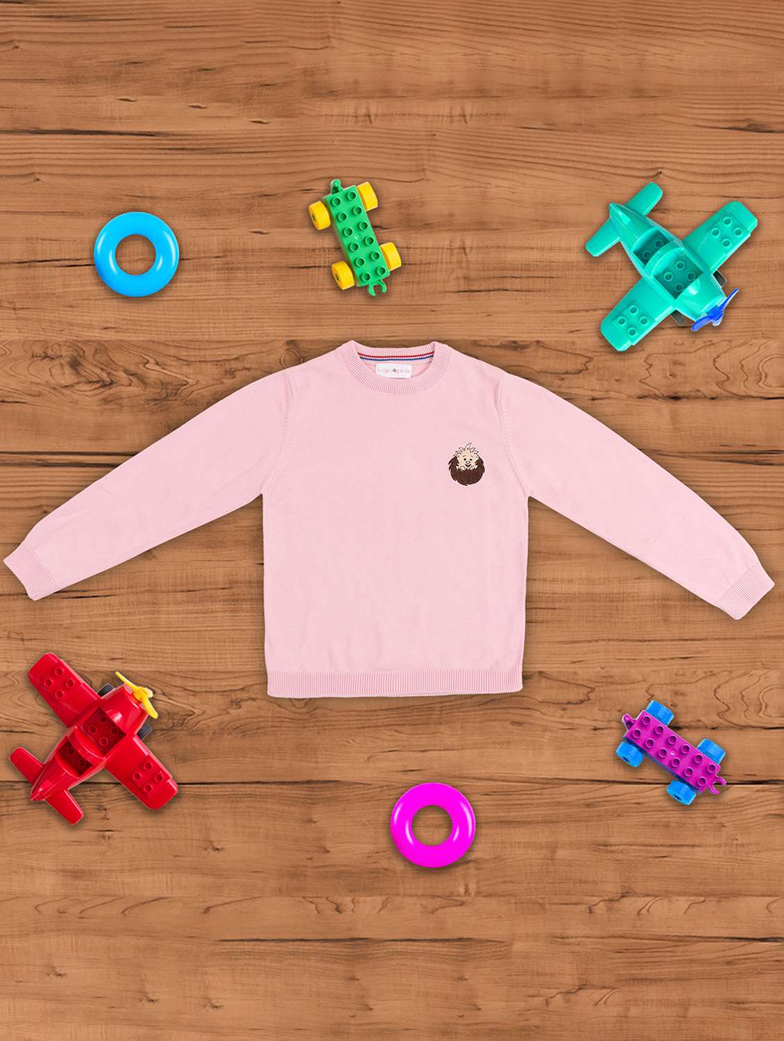 girls solid long sleeve sweater