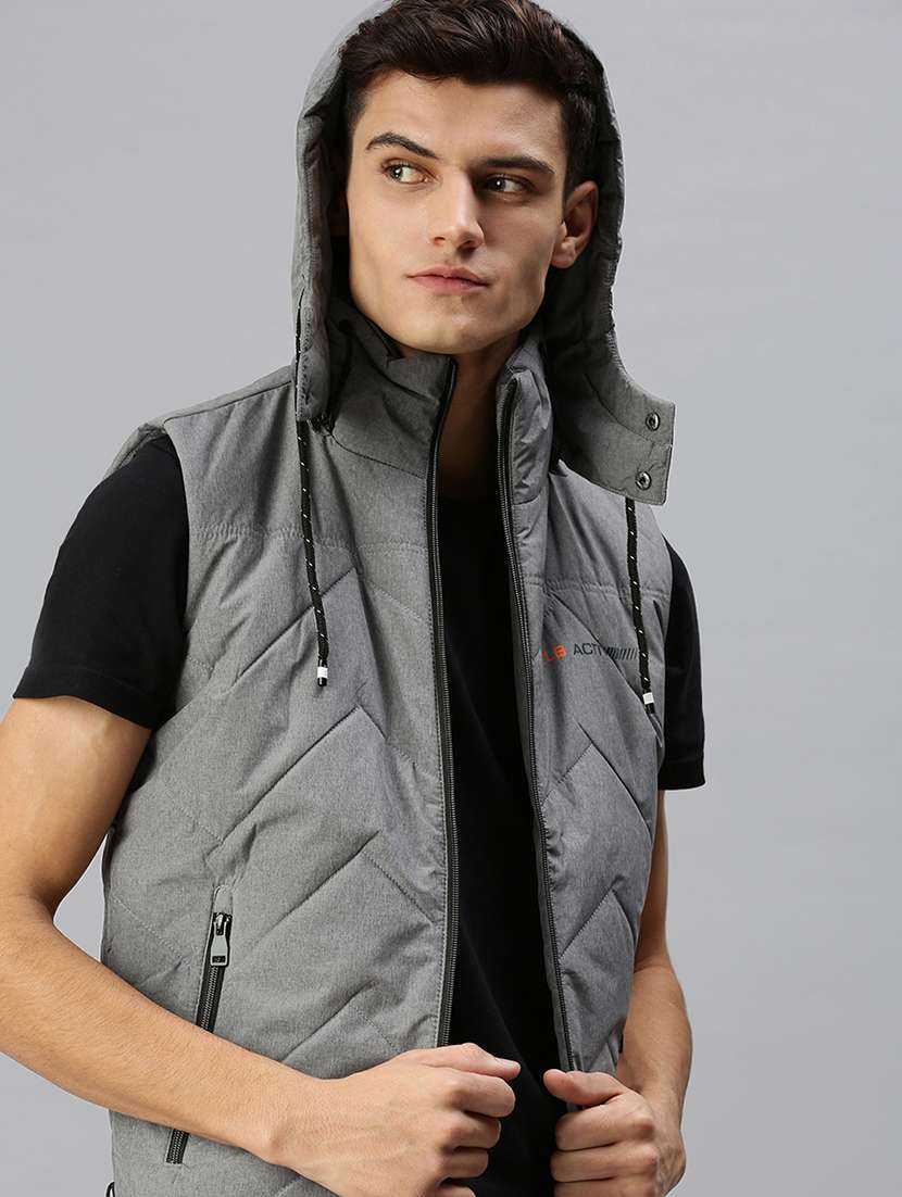 men solid sleeveless regular fit puffer jacket - 22179920 -  Standard Image - 1