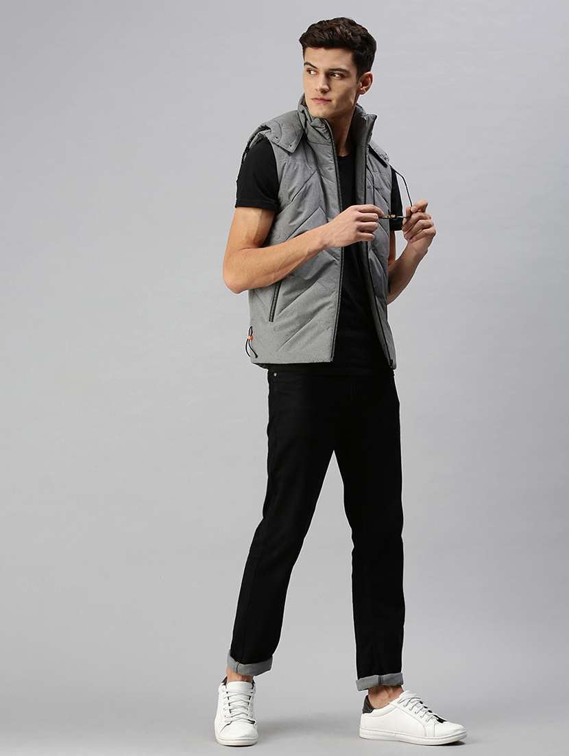 men solid sleeveless regular fit puffer jacket - 22179920 -  Standard Image - 4