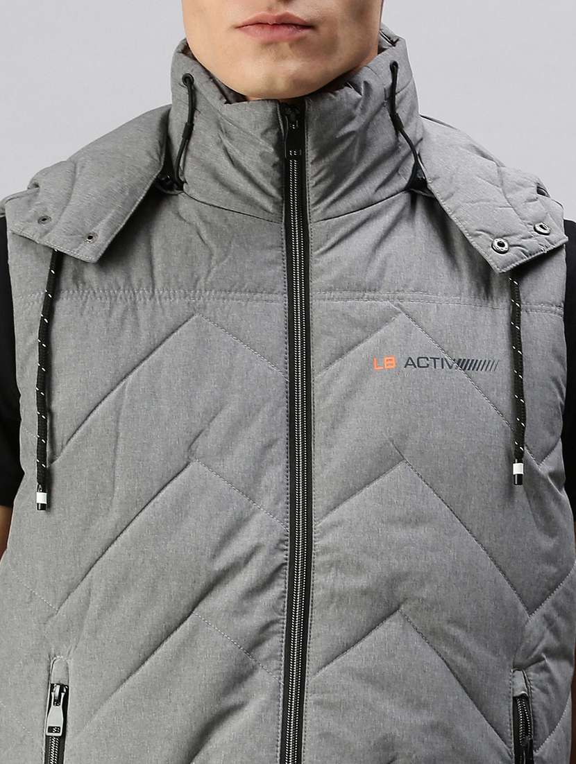 men solid sleeveless regular fit puffer jacket - 22179920 -  Standard Image - 6