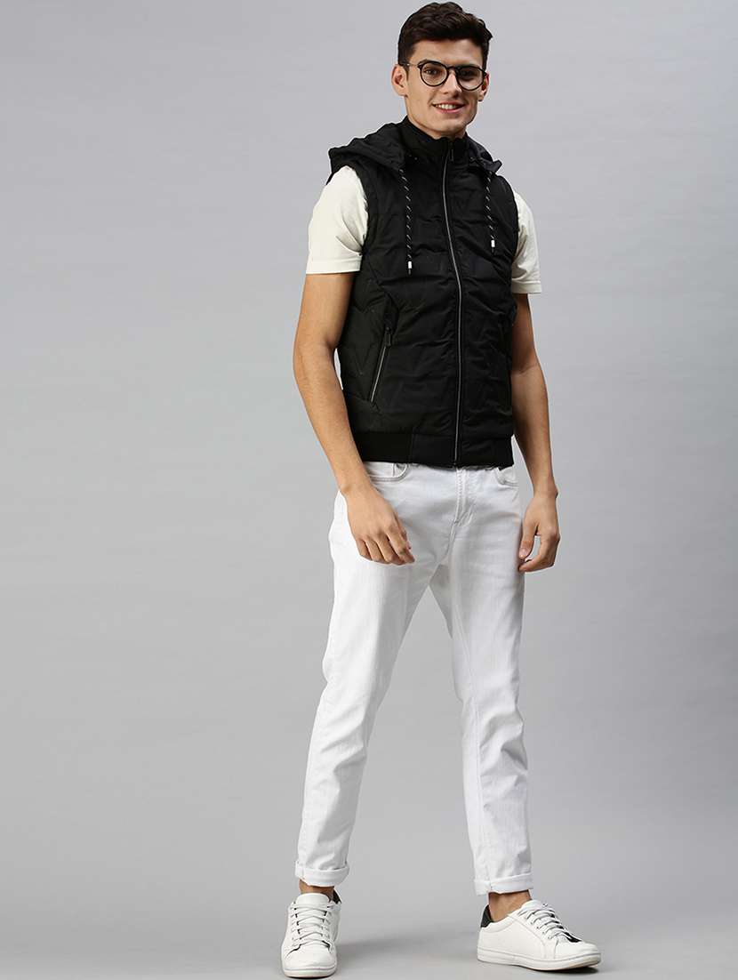 men solid sleeveless regular fit puffer jacket - 22179925 -  Standard Image - 4