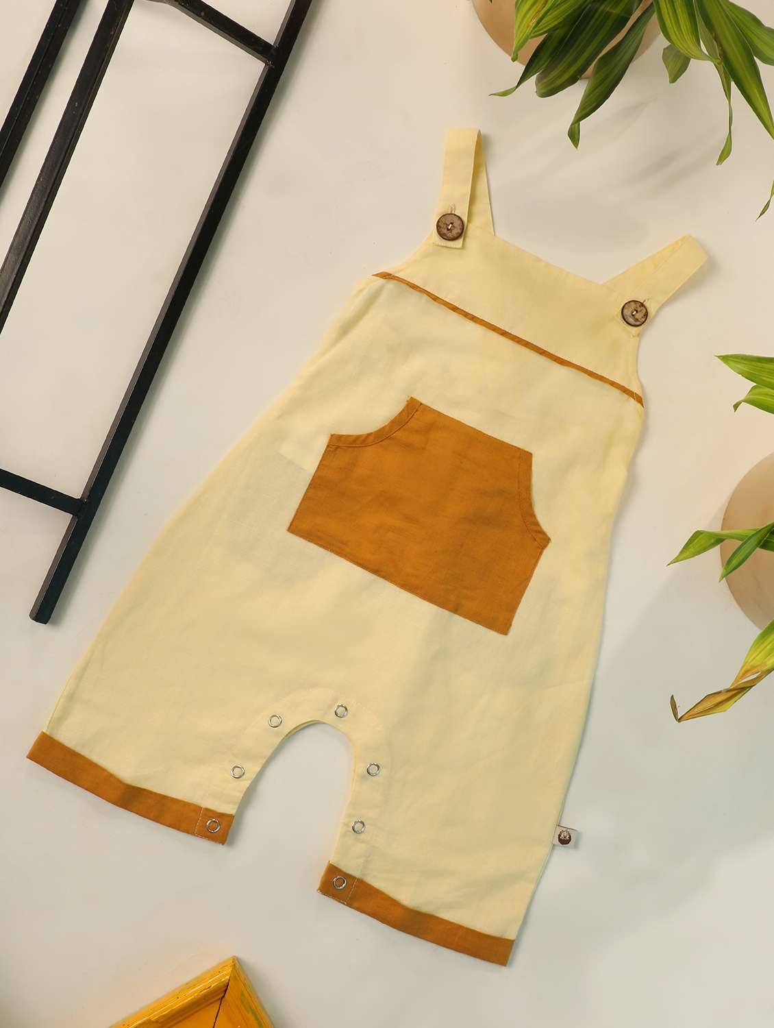 kids cream color blocked romper - 22179954 -  Standard Image - 1