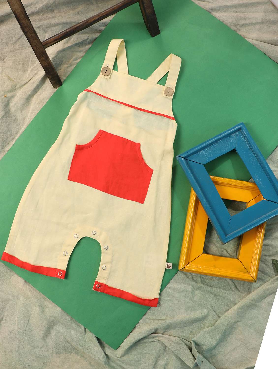 kids cream color blocked romper - 22179955 -  Standard Image - 1