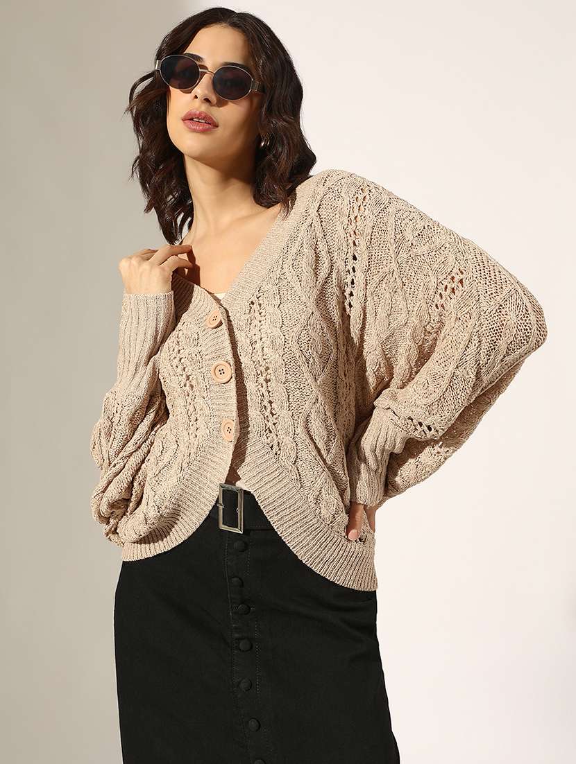 women self designed long sleeve cardigan