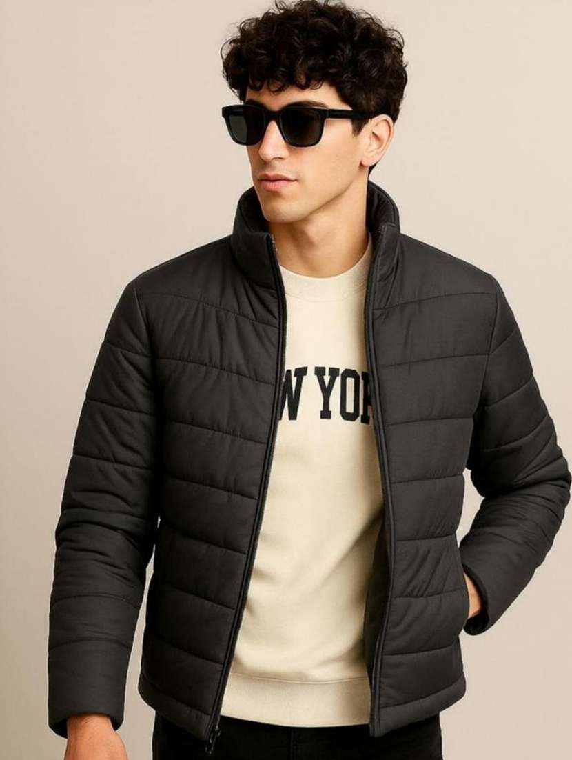 men solid long sleeve quilted jacket - 22179986 -  Standard Image - 1