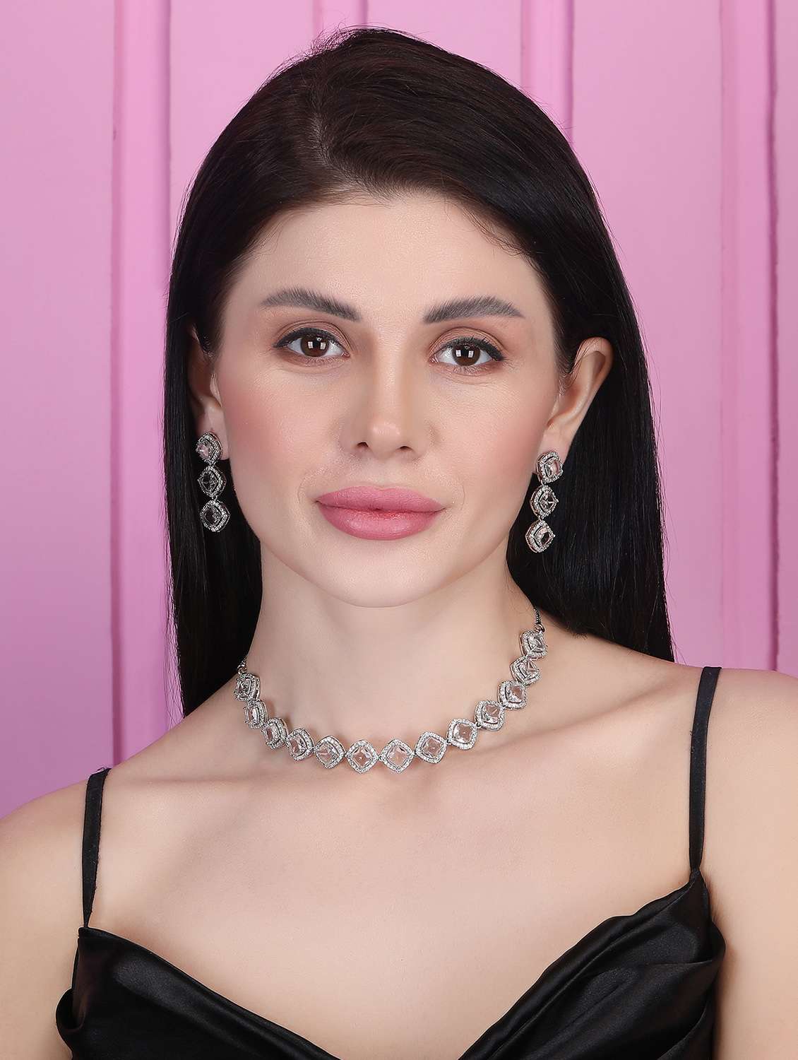 glamour white ad sleek necklace set - 22180002 -  Standard Image - 1