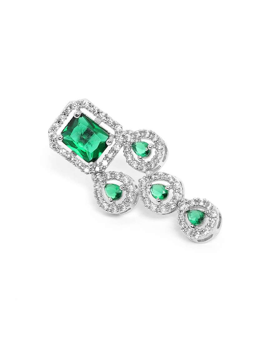 green ad studded leaf necklace set - 22180010 -  Standard Image - 4