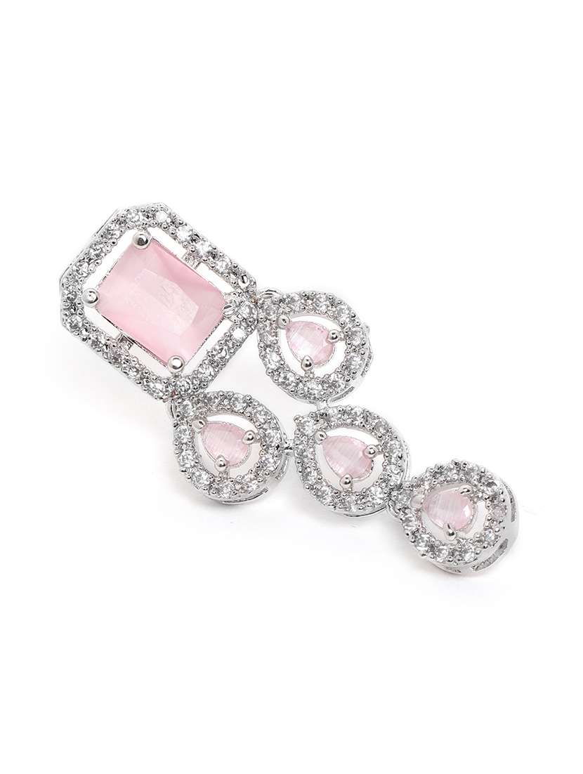 pink ad studded leaf necklace set - 22180011 -  Standard Image - 4