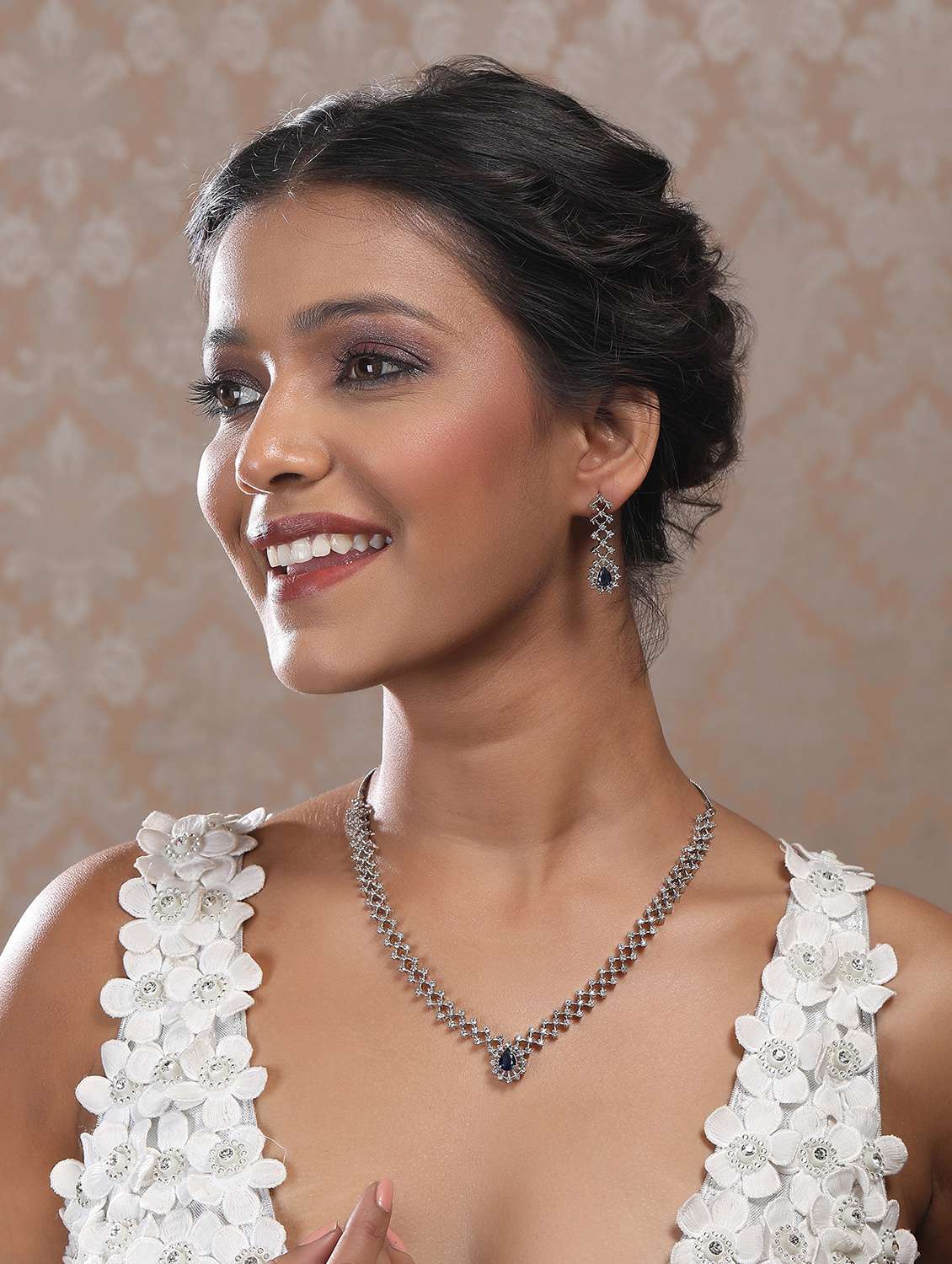 handmade blue ad pendant style necklace set - 22180017 -  Standard Image - 1