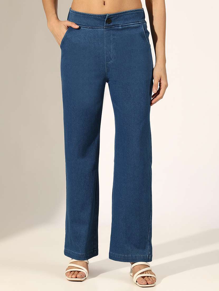 women solid mid rise straight fit jean - 22180033 -  Standard Image - 1