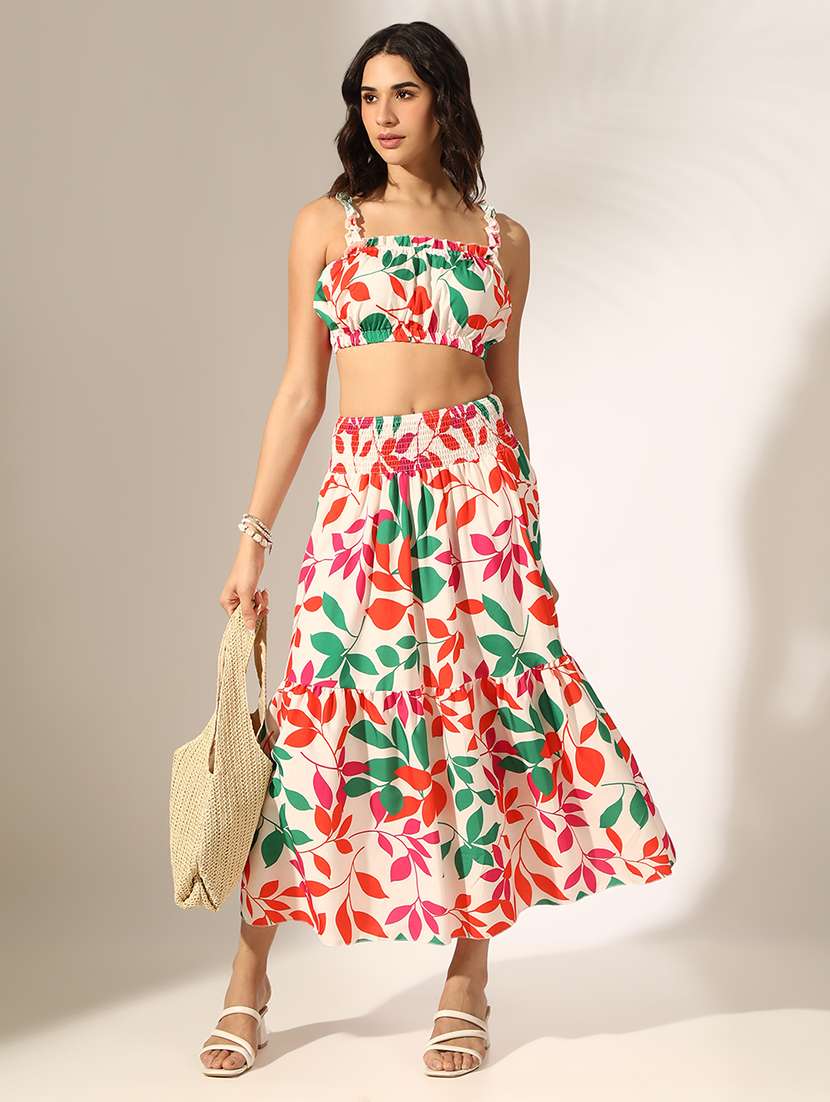 women printed top and skirt co-ord set