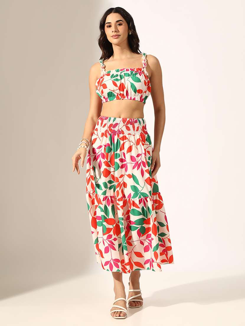 women printed top and skirt co-ord set - 22180043 -  Standard Image - 1