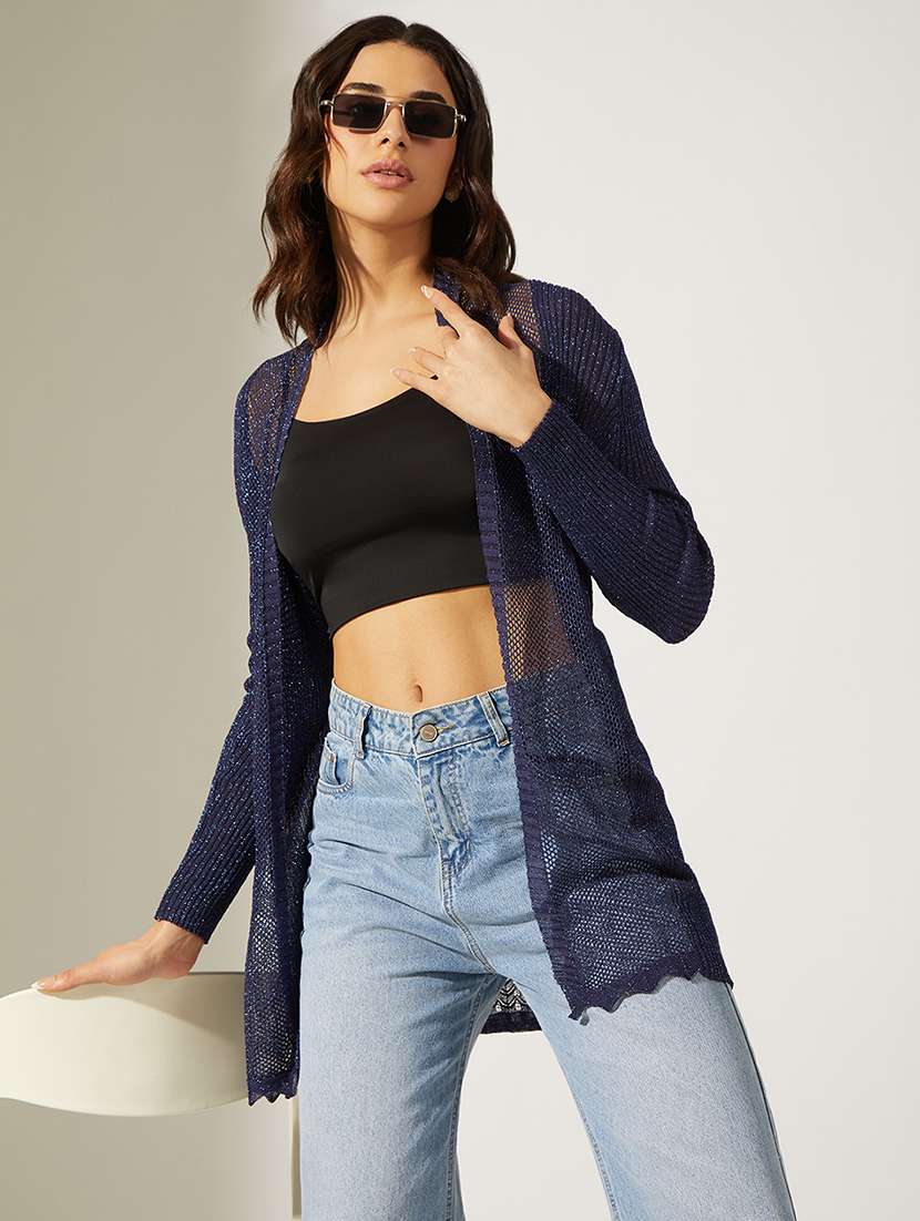 women self designed long sleeve regular shrug