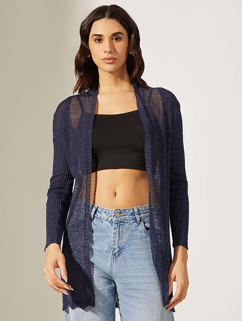 women self designed long sleeve regular shrug - 22180050 -  Standard Image - 1