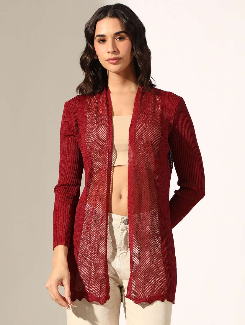 women self designed long sleeve regular shrug - 22180051 -  Standard Image - 1