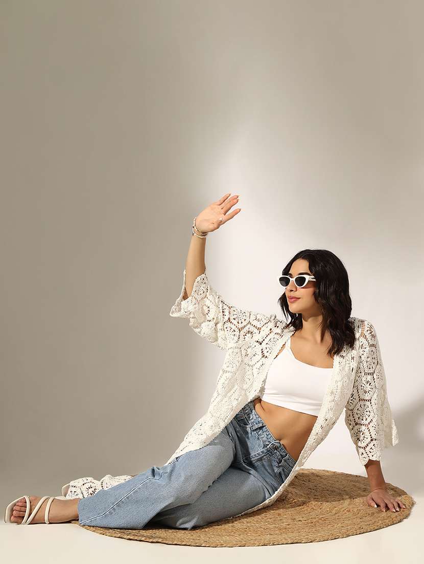 women self designed bell sleeve regular shrug - 22180052 -  Standard Image - 1