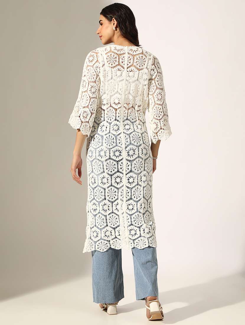 women self designed bell sleeve regular shrug - 22180052 -  Standard Image - 4