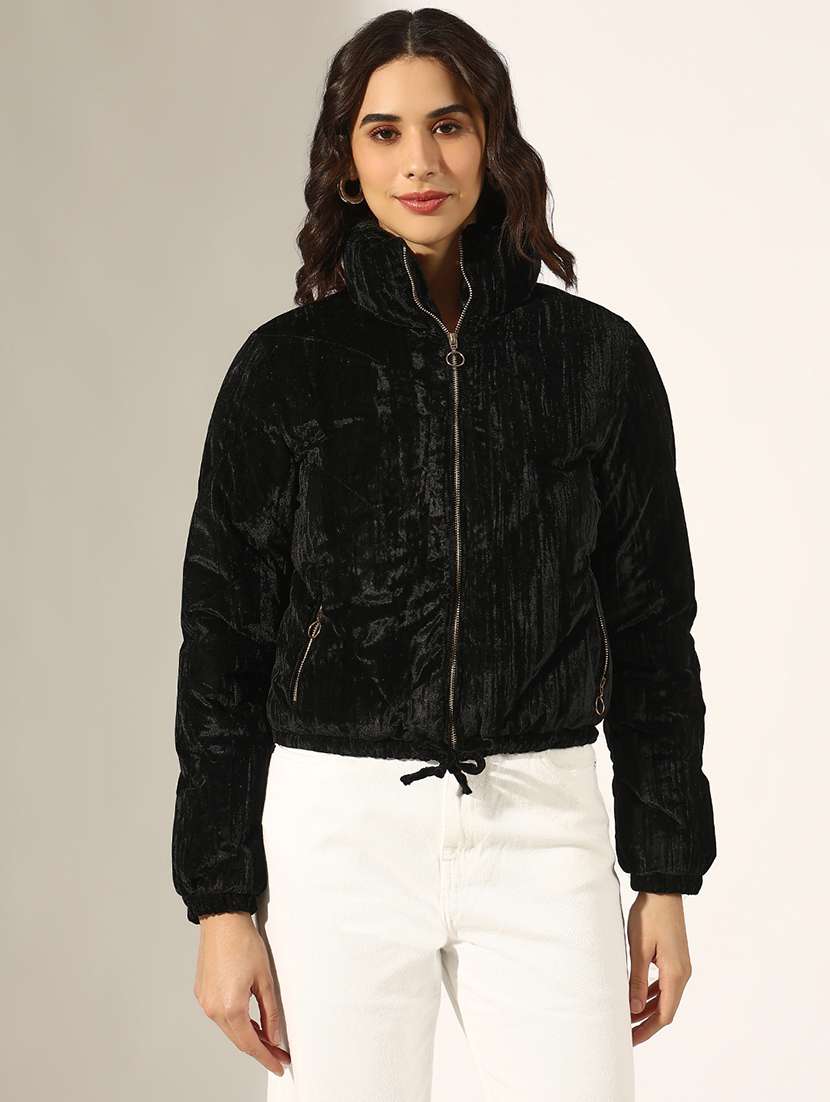 women solid long sleeve quilted jacket - 22180063 -  Standard Image - 1