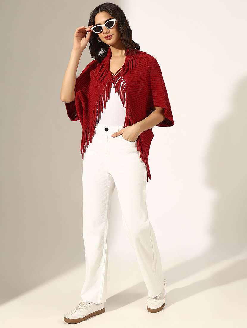 women self designed wool poncho - 22180074 -  Standard Image - 4