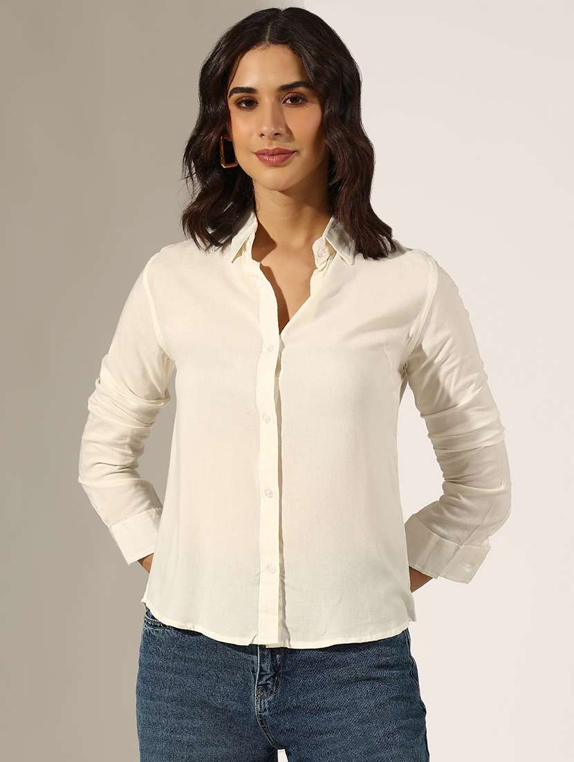 women collared three quarter sleeve regular shirt - 22180098 -  Standard Image - 1