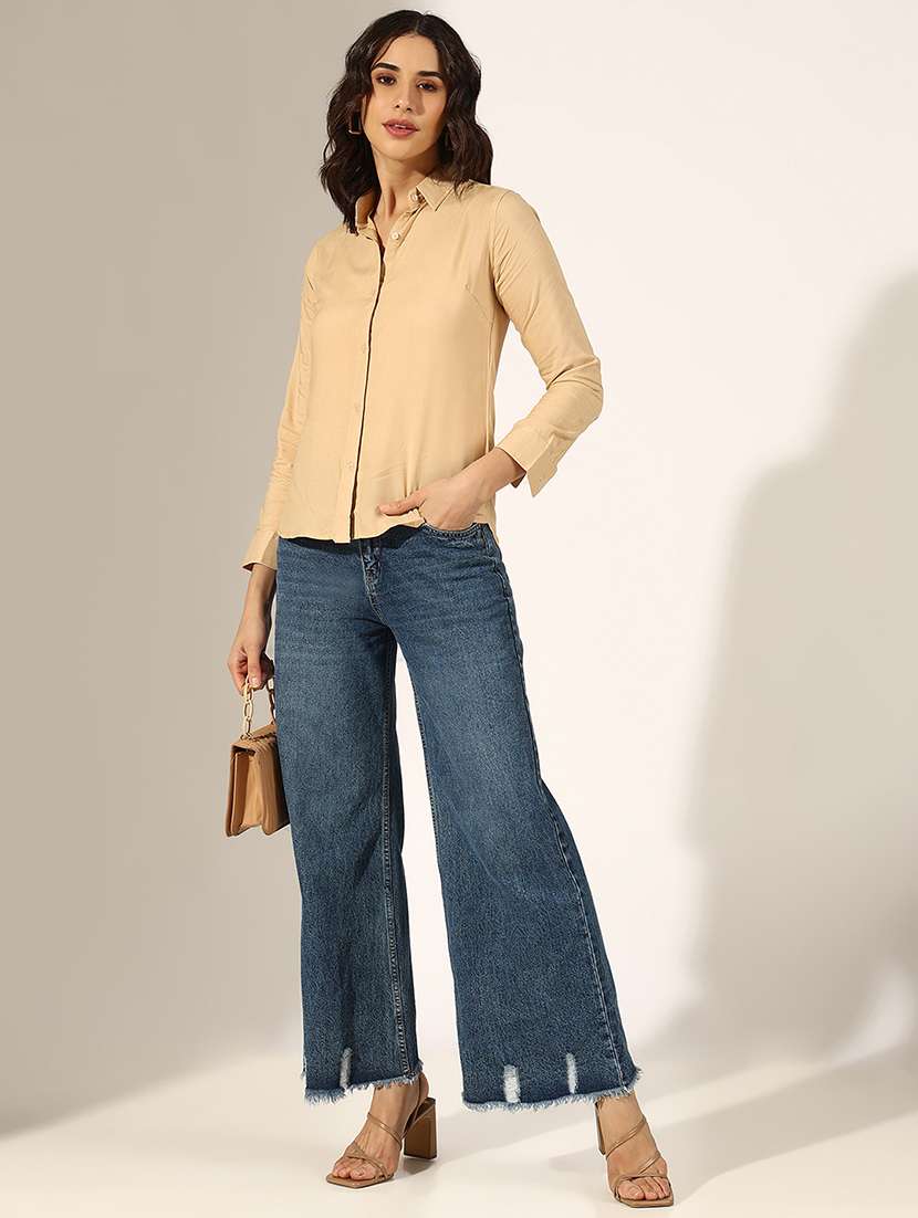 women collared three quarter sleeve regular shirt - 22180099 -  Standard Image - 4