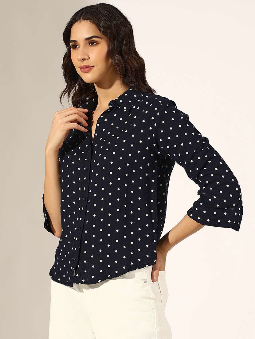women collared three quarter sleeve regular shirt - 22180101 -  Standard Image - 1
