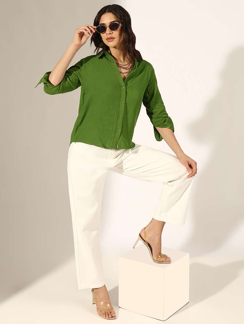 women collared three quarter sleeve regular shirt - 22180102 -  Standard Image - 4
