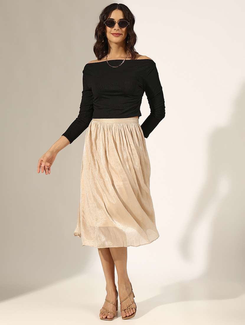 women solid mid rise flared skirt - 22180115 -  Standard Image - 4