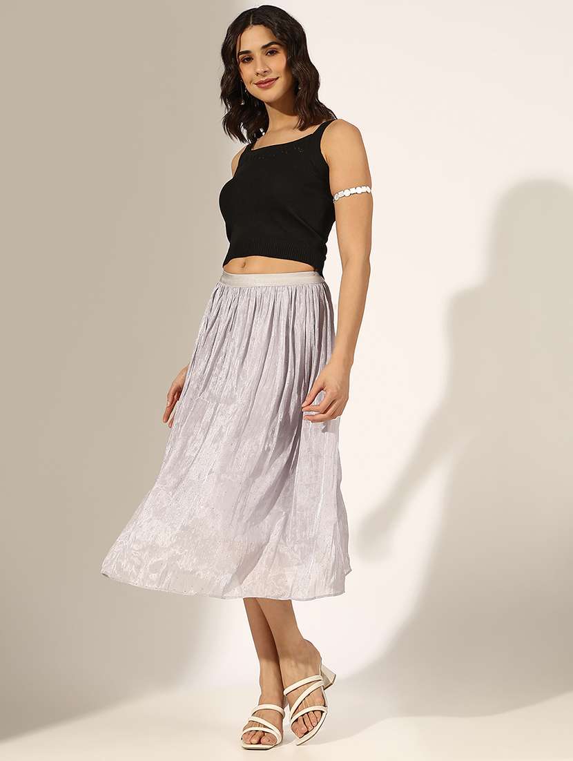 women solid mid rise flared skirt - 22180116 -  Standard Image - 4