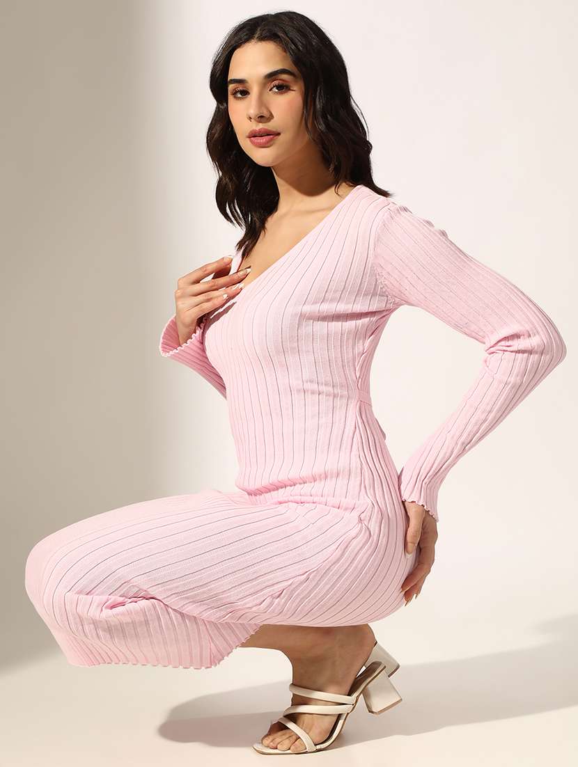 women solid long sleeve bodycon dress - 22180123 -  Standard Image - 1