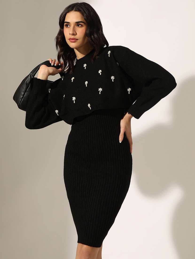 women embellished long sleeve bodycon dress  - 22180126 -  Standard Image - 1