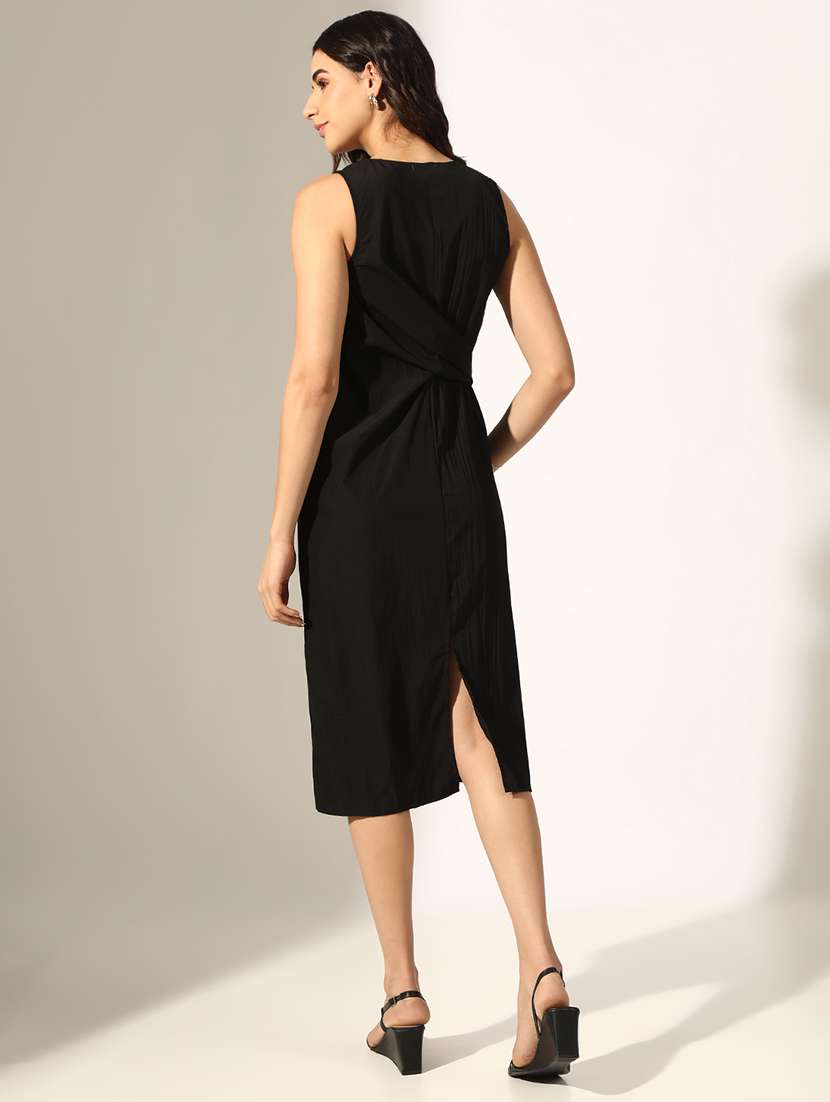 women solid sleeveless a-line dress - 22180127 -  Standard Image - 4