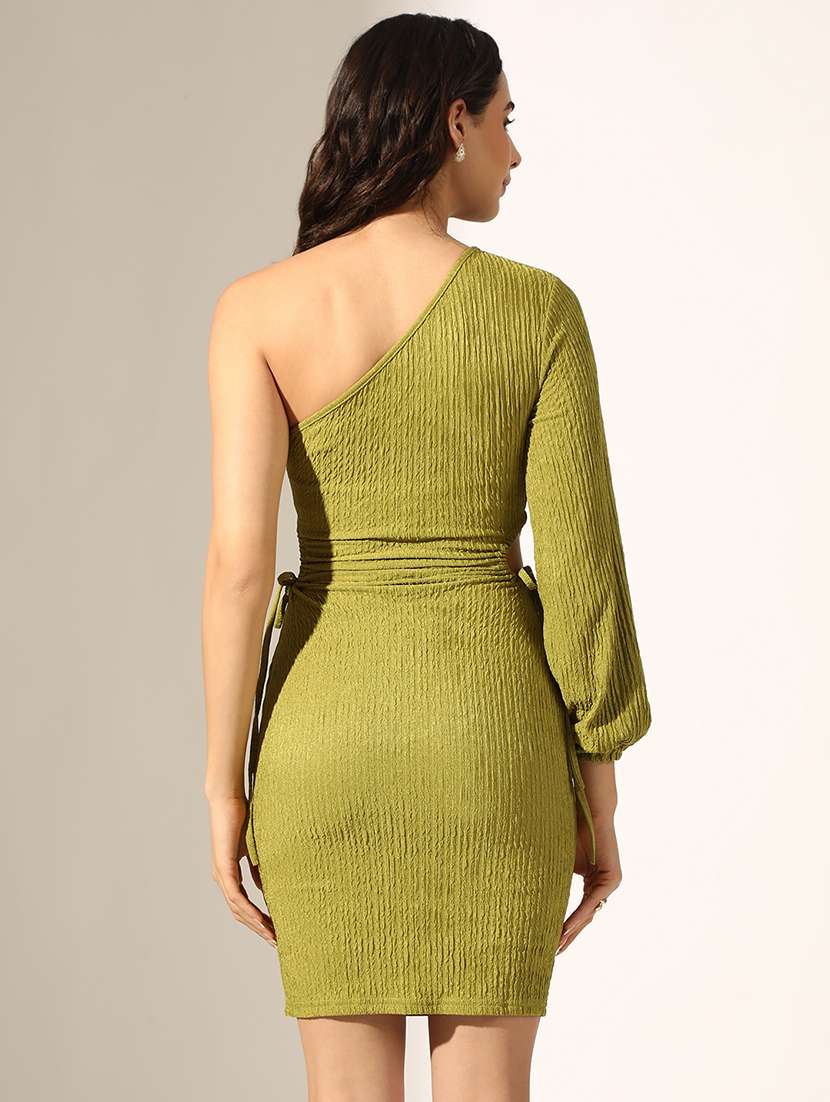 women solid single shoulder bodycon dress - 22180141 -  Standard Image - 4