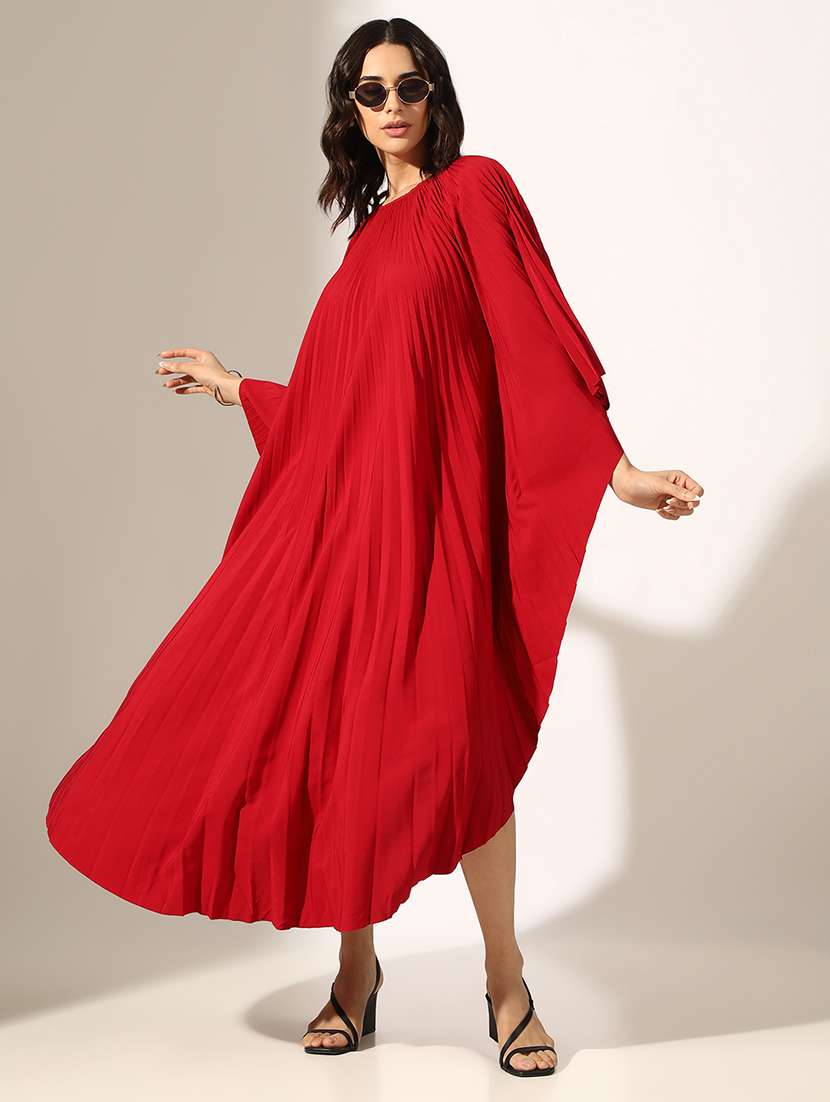 women solid kimono sleeve straight dress - 22180143 -  Standard Image - 4