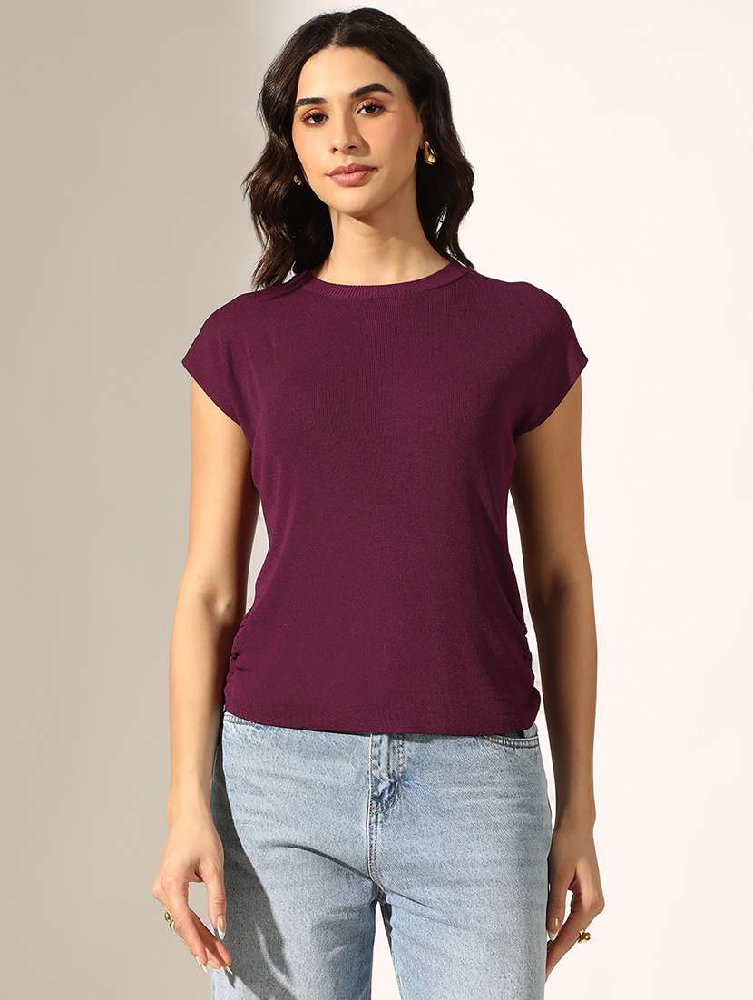 women solid short sleeve regular top - 22180152 -  Standard Image - 1