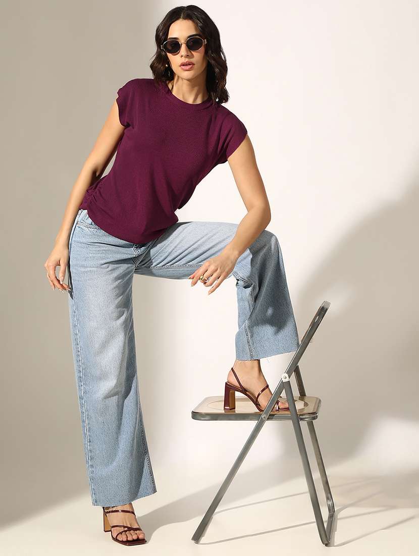 women solid short sleeve regular top - 22180152 -  Standard Image - 4