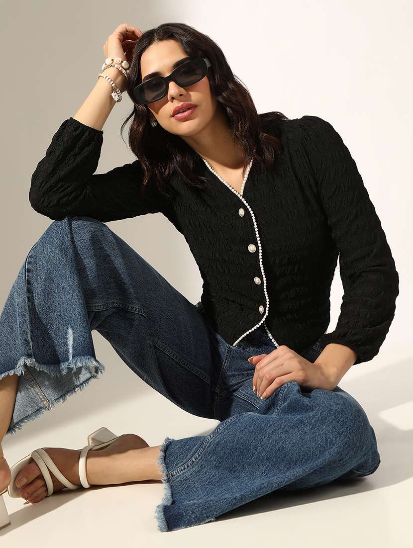 women solid long sleeve shirt top - 22180154 -  Standard Image - 4