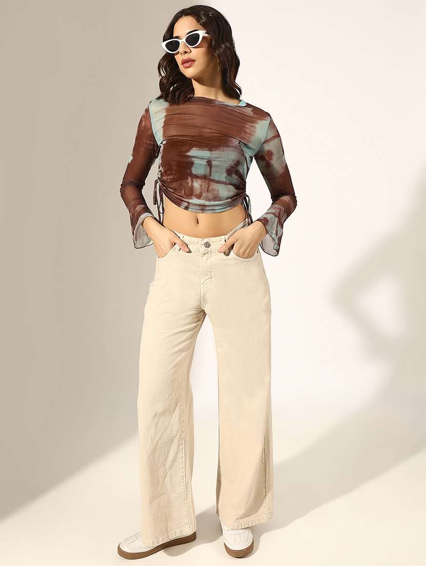women printed long sleeve crop top - 22180162 -  Standard Image - 4