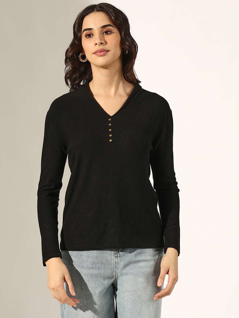 women solid long sleeve regular top - 22180173 -  Standard Image - 1