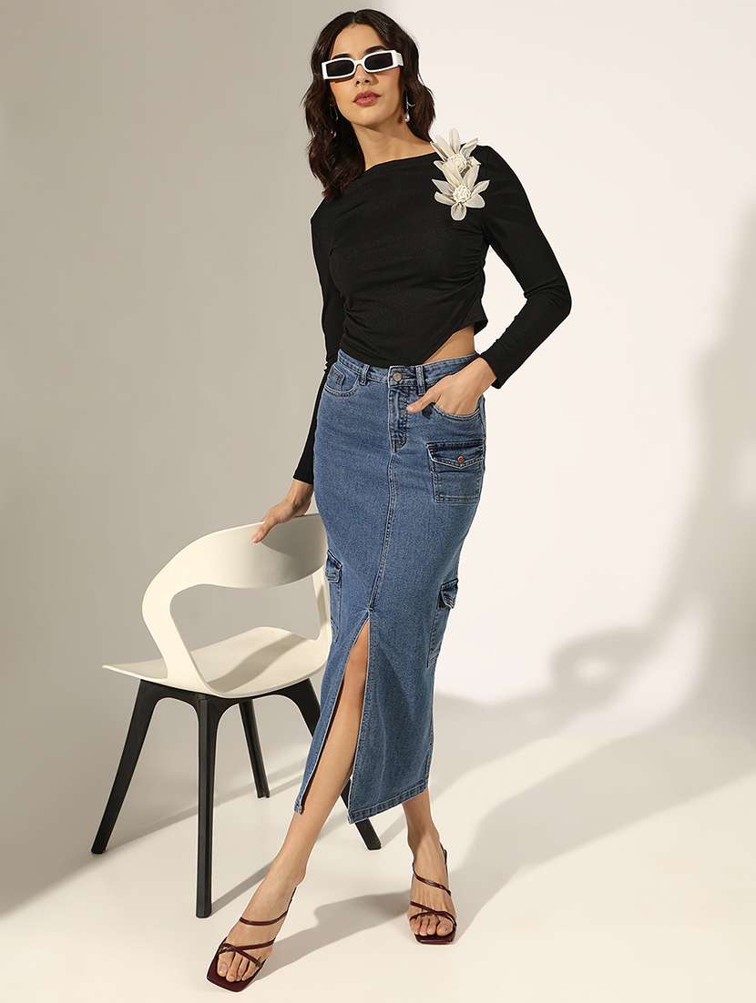 women solid long sleeve crop top - 22180177 -  Standard Image - 4